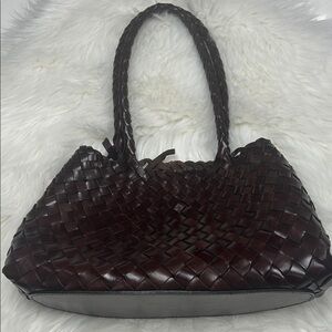 Brown Woven Leather Bag
